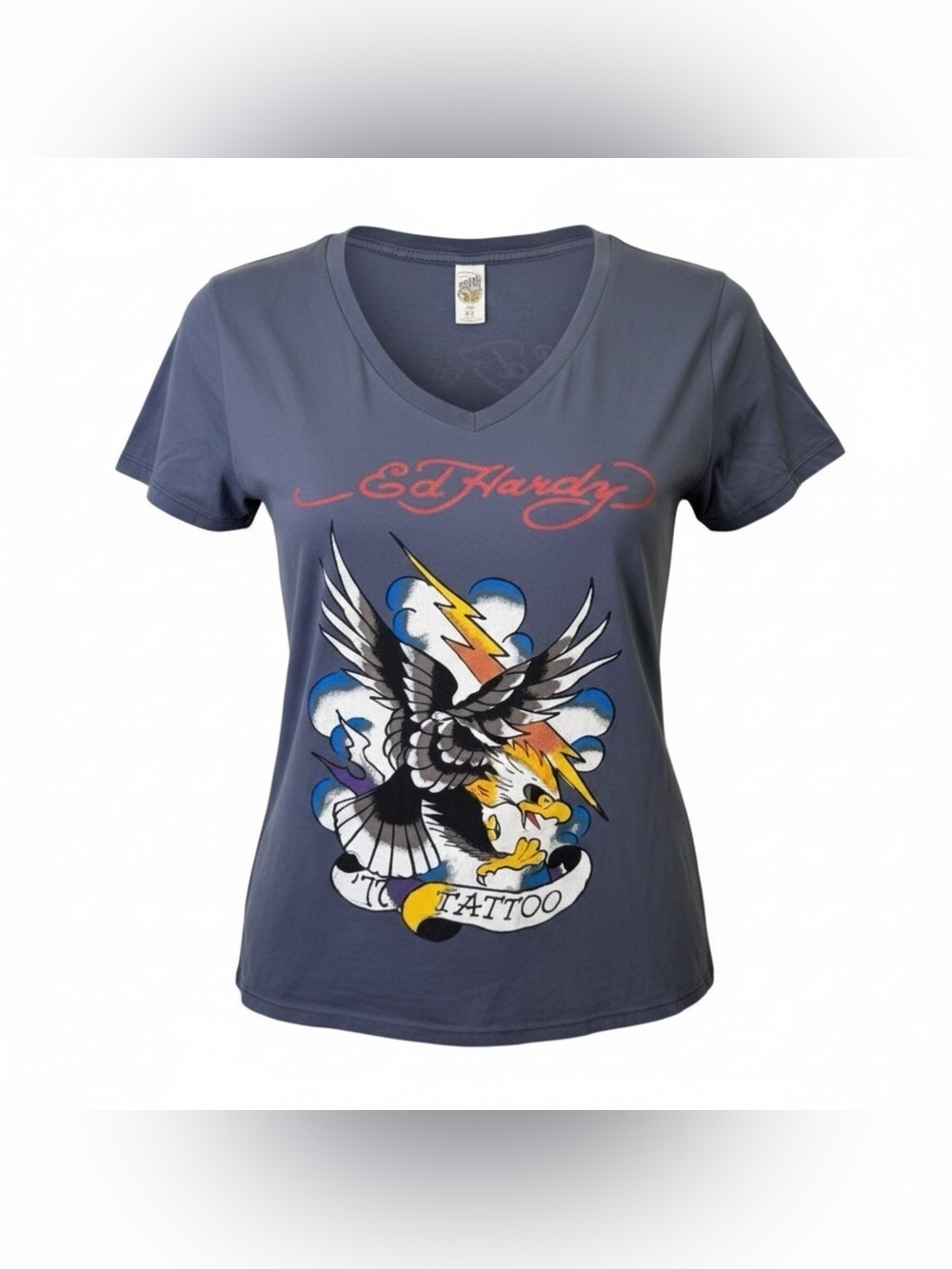 Vintage Y2K Don Ed Hardy By Christian Audiegier Tattoo Vneck Cotton Tshirt XL